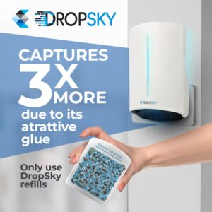 Dropsky Indoor Flying Insect Trap - Plug-in Bug Light Trap for Fruit Flies, Gnats and Houseflies - Odorless and Mess Free (2 Traps + 2 Glue Cards)