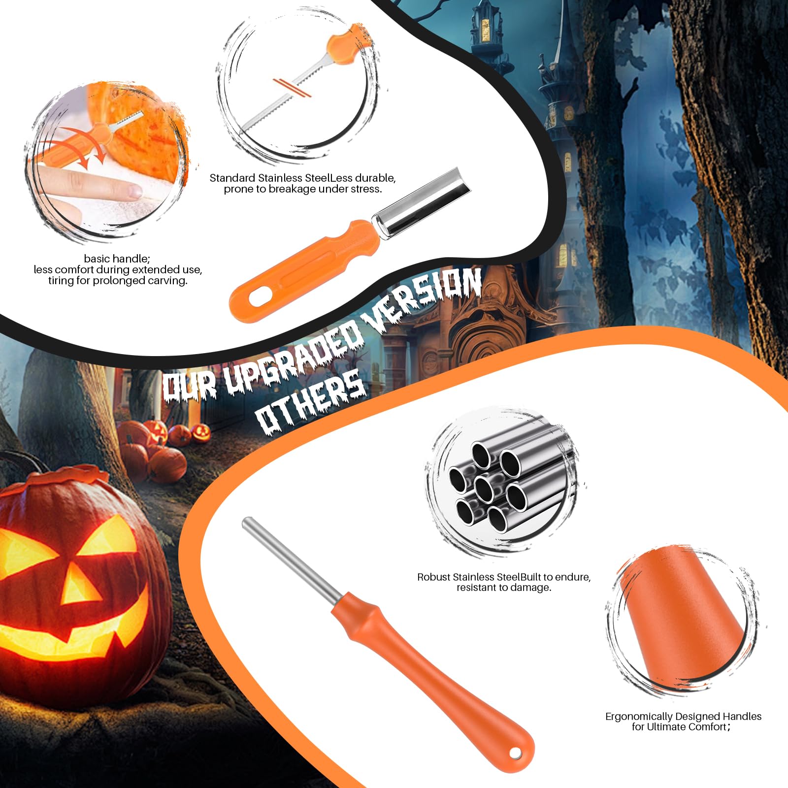 SXLXFLPDR 16PCS Pumpkin Carving Kit Tools,Halloween Professional Pumpkin Carving Tool for Adults,Pro Stainless Steel Carving Knives Scraper with LED Candle,Jack o Lantern Carvi