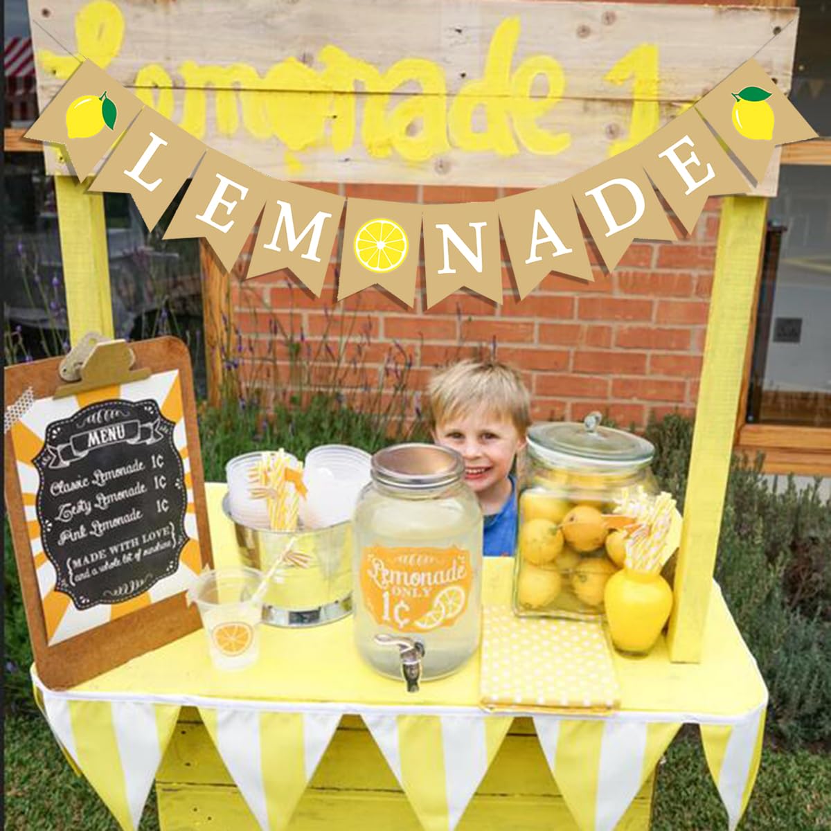 Lemonade Banner Lemonade Stand Sign Lemonade Stand Supplies for Lemonade Stand Decorations Lemon Garland Summer Birthday Lemonade Decor Lemon Party Decorations Lemon Themed Party Decor