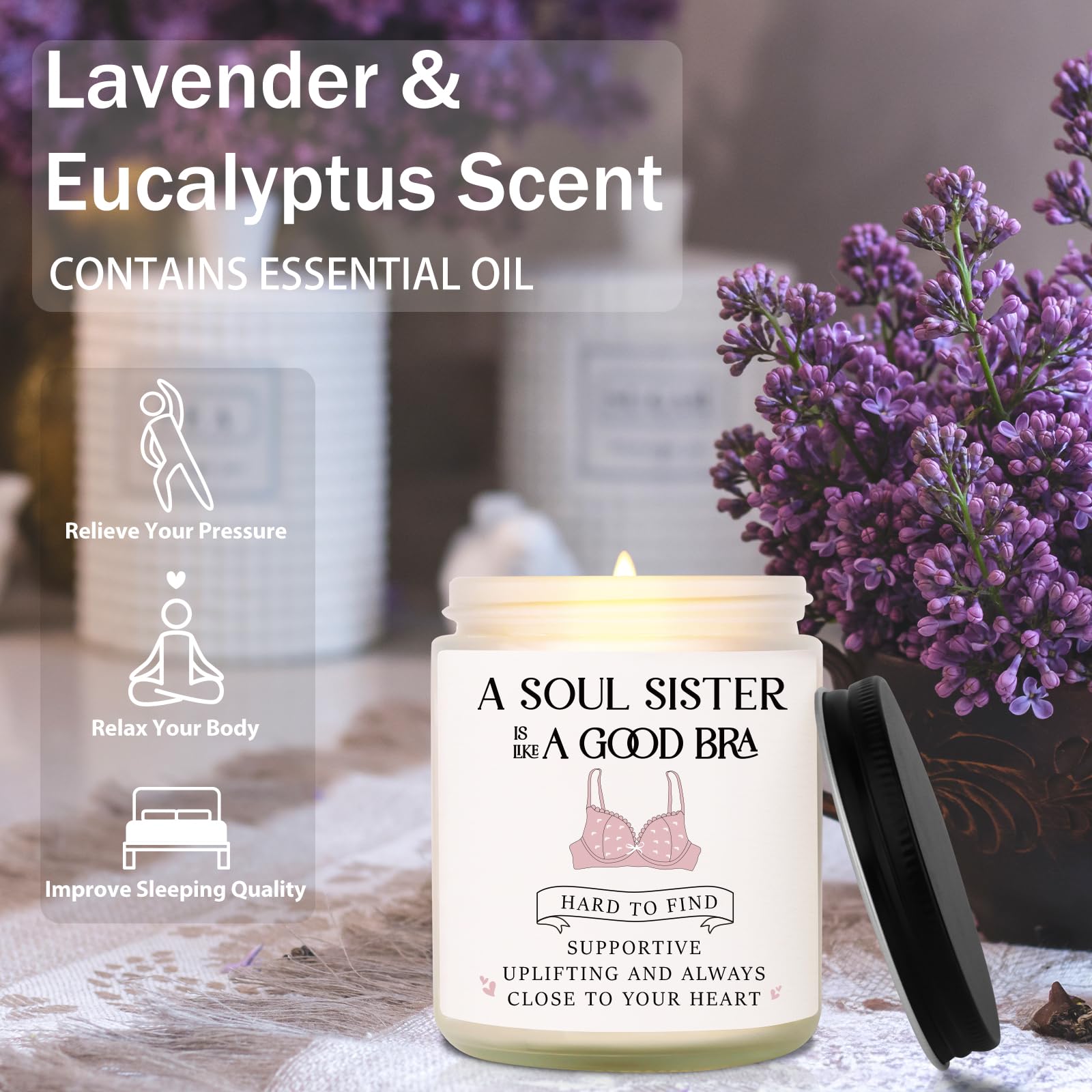 Soul Sister Gifts for Women, Soul Sister Gifts from Sister, Birthday Gifts for Soul Sister, Soul Sister Candle, Best Friend Gift, Friendship Gift for Soul Sister, 7oz Soy Wax Lavender Scented