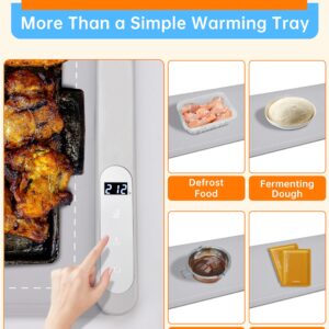 Electric Warming Tray, Food Warming Mat - Graphene Full Surface Heating Silicone Heating Tray, 6 Temperature Settings, Auto Shut-Off, Rollable & Portable Food Warmer for Buffets Party, Everyday Use