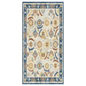 KSK Washable Area Rugs 2x4 Soft, Low Pile Non Slip Carpet Vintage Rugs Boho Floral Medallion Print Mat for Living Room Bedroom Kitchen Laundry