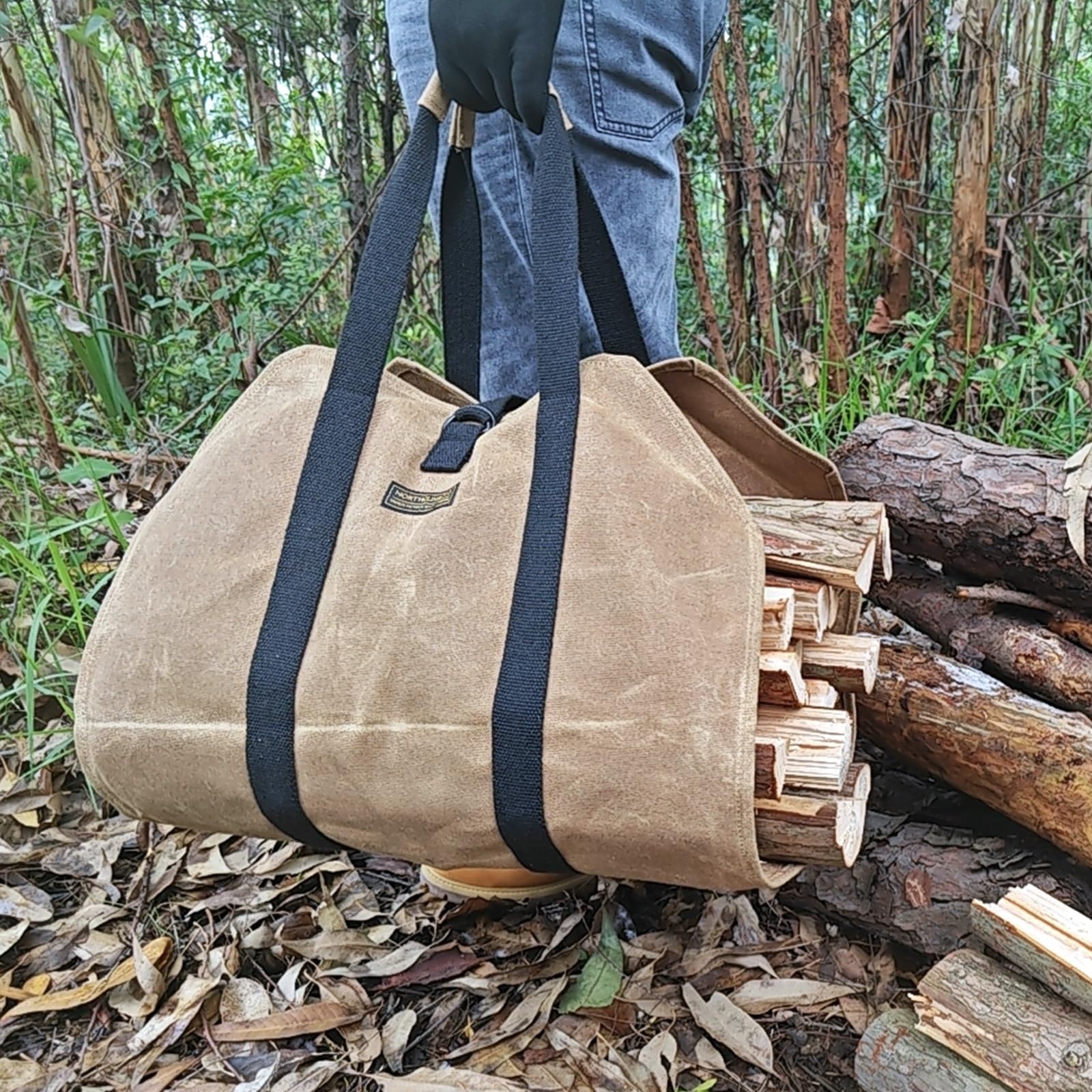 NorthClimbOtd Firewood Carrier, Log Carrier for Firewood, Wood Carrying Bag for Firewood, Firewood Carriers with Handles for Fire Pit, Camping, BBQ Barbecue, Outdoor Activity