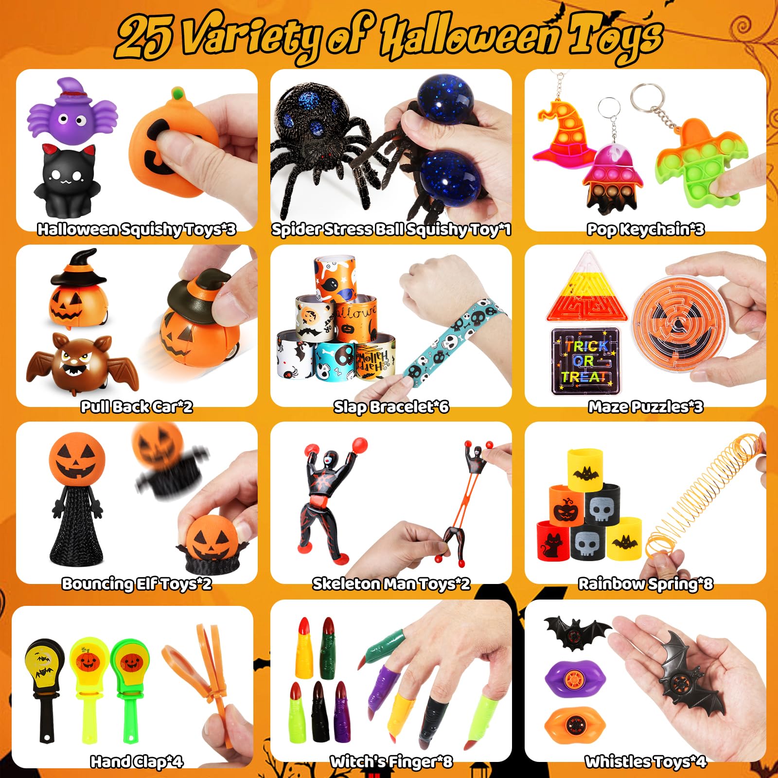 OCHIDO Halloween Party Favors for Kids-240pcs Bulk Halloween Toys Treats Gifts,Halloween Goodie Bags Fillers ,Trick Or Treat , Halloween School Classroom Carnival Prizes, Treasure Box Toys