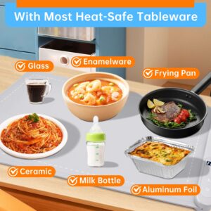 Electric Warming Tray, Food Warming Mat - Graphene Full Surface Heating Silicone Heating Tray, 6 Temperature Settings, Auto Shut-Off, Rollable & Portable Food Warmer for Buffets Party, Everyday Use