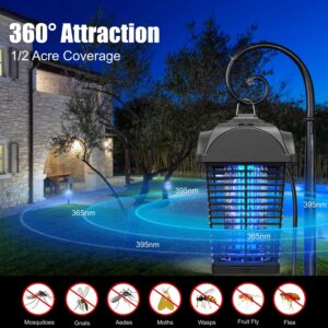 Bug Zapper Outdoor Electric, 4200V Mosquito Zapper, Insect Fly Zapper Outdoor Indoor, Fly Traps, ABS Plastic, Plug in Mosquito Killer for Patio, Yard, Garden, Kitchen, Home, Pools