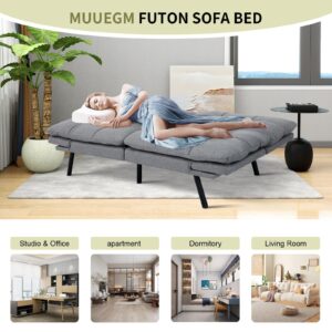 MUUEGM Futon Sofa Bed,Futon Bed,Memory Foam Futon Sofa,Convertible Sofa Bed for Compact Living Spaces,Apartment,Studio,Office,Futon Sofa,71"*33"*31.5",Light Gray Fabric