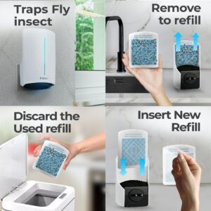 Dropsky Kit Indoor Flying Insect Trap - Plug-in Bug Light Trap for Fruit Flies, Gnats and Houseflies - Odorless and Mess Free (1 Big Trap + 2 Small Traps + 4 Glue Cards)