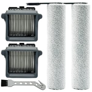 brush rolls and filters replacement parts for tineco floor one s7 flashdry/floor one switch s7 / floor one s7 combo, 2-pack brush rolls and hepa filters + 1-pack cleaning tool