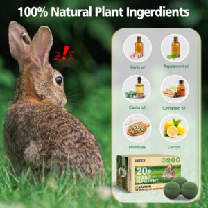 20PACK Rabbit Repellent Outdoor,Natural Peppermint Oil Rabbit Repellent Pet Safe,Powerful Rabbit Deterrent,Rabbit Repellant for Garden,Deer Repellent for Outdoor Tree Yard, Safe for Lawn and Plant