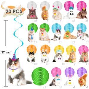 20Pcs Persian Cat Hanging Swirls Cat Themed Birthday Party Decorations Kitten Birthday Foil Ceiling Swirls Persian Cat Party Streamers for Pet Cat Baby Shower Supplies