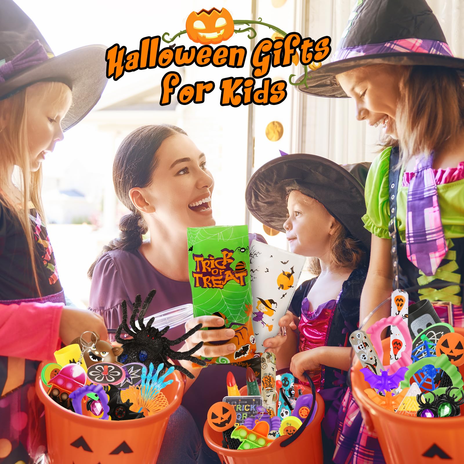 OCHIDO Halloween Party Favors for Kids-240pcs Bulk Halloween Toys Treats Gifts,Halloween Goodie Bags Fillers ,Trick Or Treat , Halloween School Classroom Carnival Prizes, Treasure Box Toys