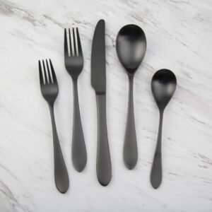 cambridge black colby satin piece flatware set, 20 count