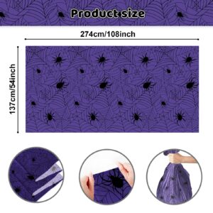 Mocsicka 3Pcs Halloween Tablecloth Disposable Spider Wed for Halloween Party Decorations Halloween Party Plastic Table Cloth Supplies for Birthday Baby Shower Cake Table Decor (Purple, 108x54 Inch)