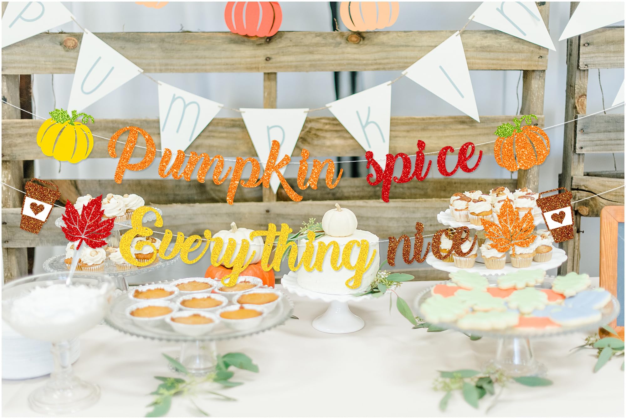 Pumpkin Spice and Everything Nice Banner Decor, Inspirational Autumn Sign, Autumn Fall Bulletin Board Decorations for Thanksgiving, Fall Party Decorations for Home Mantle Fireplace,Fall Harvest Banner