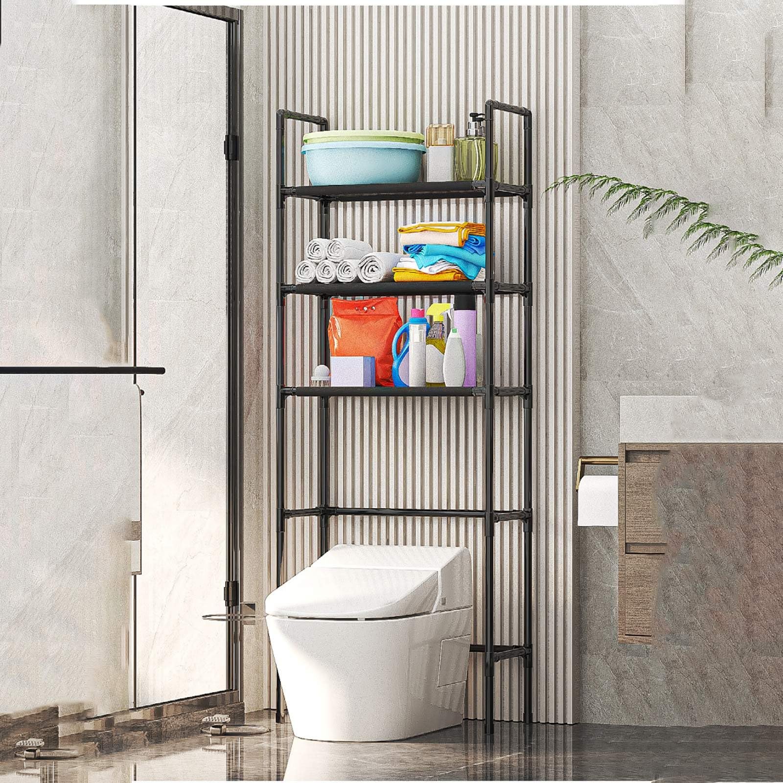 Bathroom Shelves 3 Layer, Space Saving Toilet Shelf, Storage Rack Above The Toilet Stainless Steel 3-Layer Bathroom Storage Rack Bathroom Storage for Accommodate Toiletries and Daily Necessities