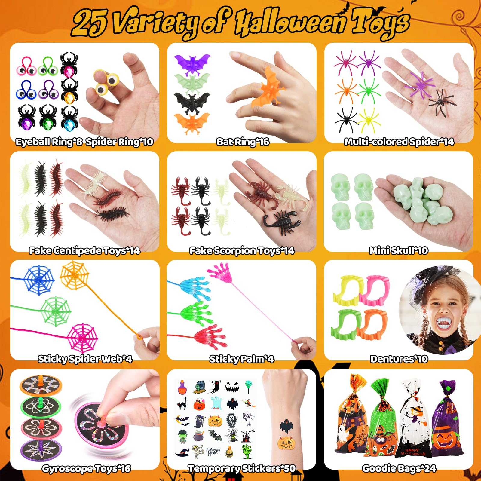 OCHIDO Halloween Party Favors for Kids-240pcs Bulk Halloween Toys Treats Gifts,Halloween Goodie Bags Fillers ,Trick Or Treat , Halloween School Classroom Carnival Prizes, Treasure Box Toys