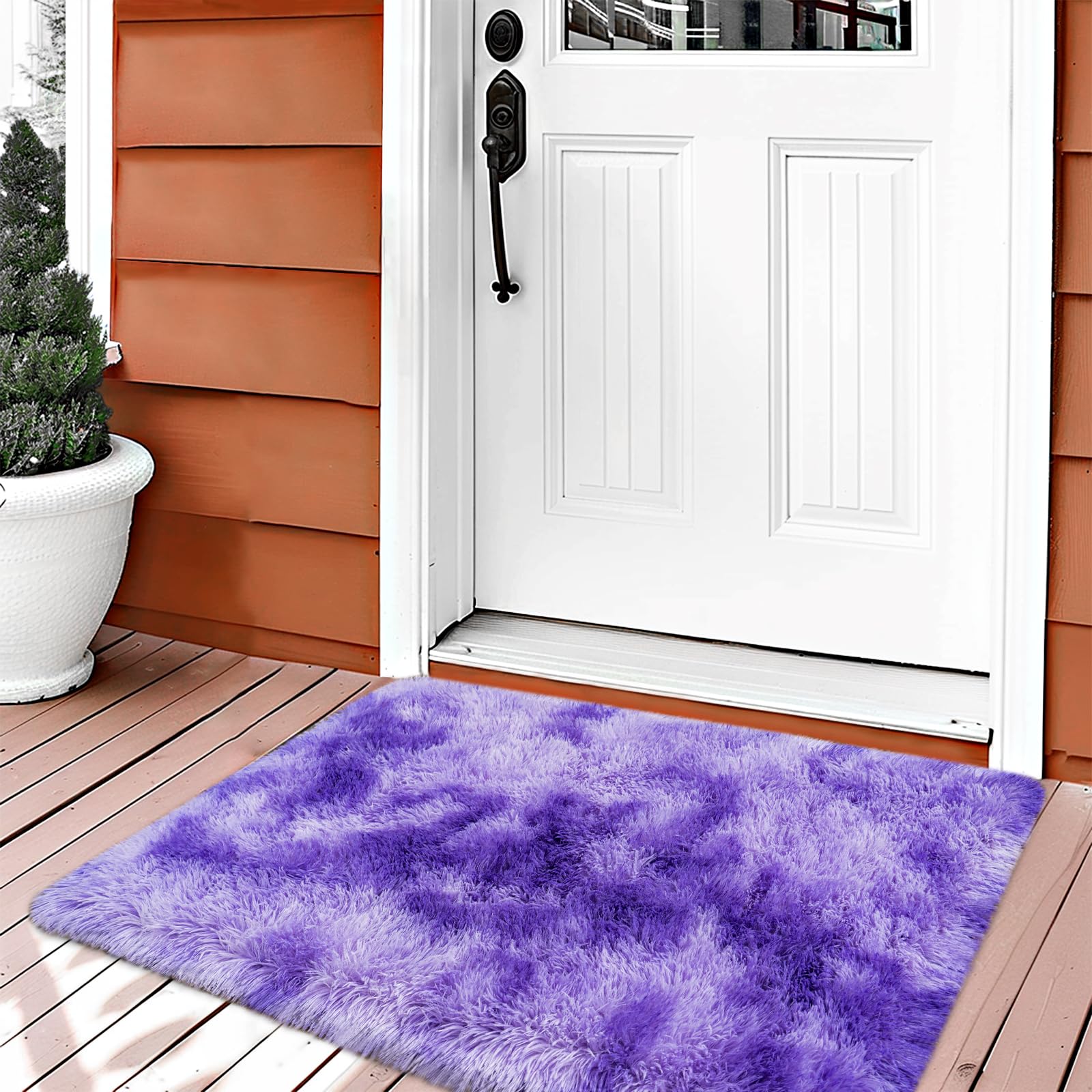 Fluffy Rug for Living Room,Furry Carpet for Teen,Shaggy Rug for Nursery Room, Tie-Dyed Purple Fuzzy Plush Rug for Dorm, Rectangle Shag Rug 2x3 Feet