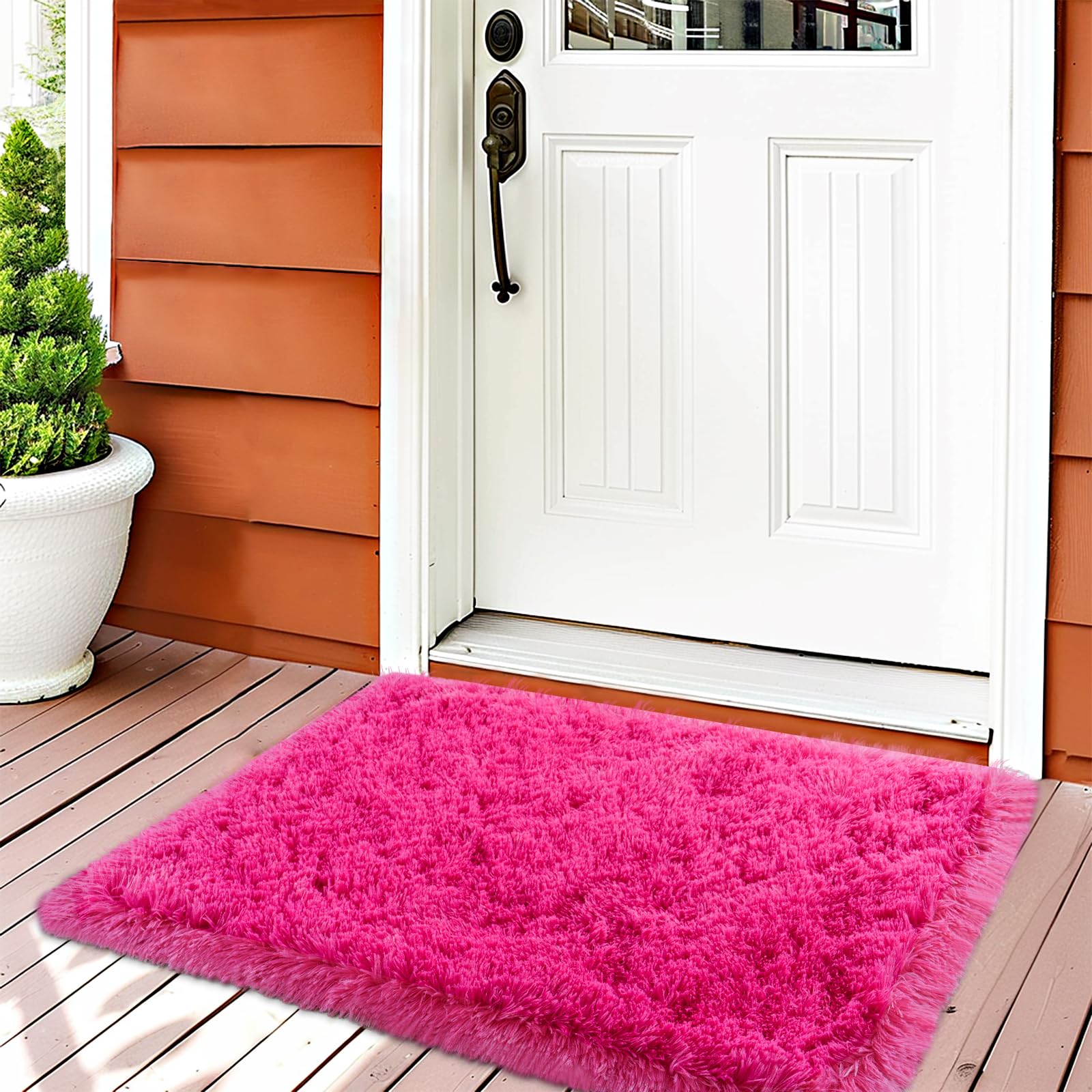 Fluffy Rug for Living Room,Furry Carpet for Teen,Shaggy Rug for Nursery Room, Hot Pink Fuzzy Plush Rug for Dorm, Rectangle Shag Rug 2x3 Feet