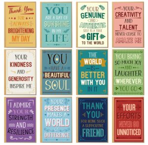 employees appreciation cards bulk, thank you motivational cards for business team work, encouragement affirmation note cards for staff coworker friend family - 12 unique designs(4 x 6 in, 24 pack)