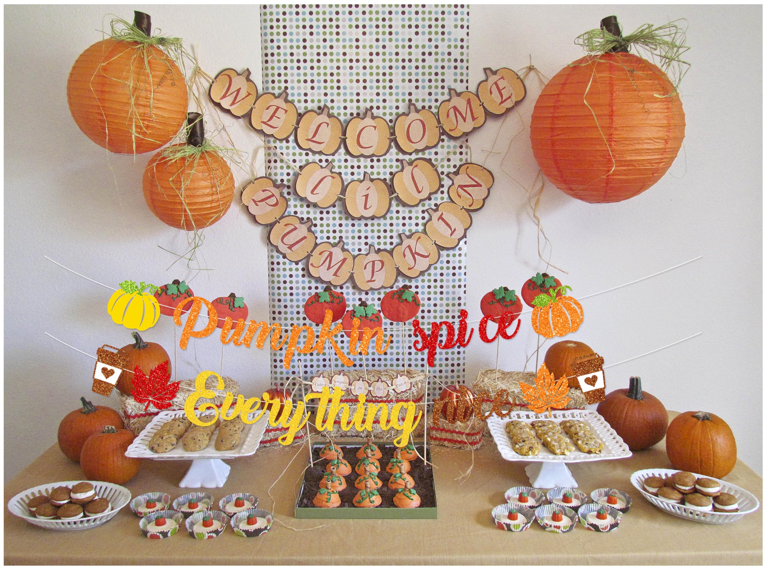 Pumpkin Spice and Everything Nice Banner Decor, Inspirational Autumn Sign, Autumn Fall Bulletin Board Decorations for Thanksgiving, Fall Party Decorations for Home Mantle Fireplace,Fall Harvest Banner