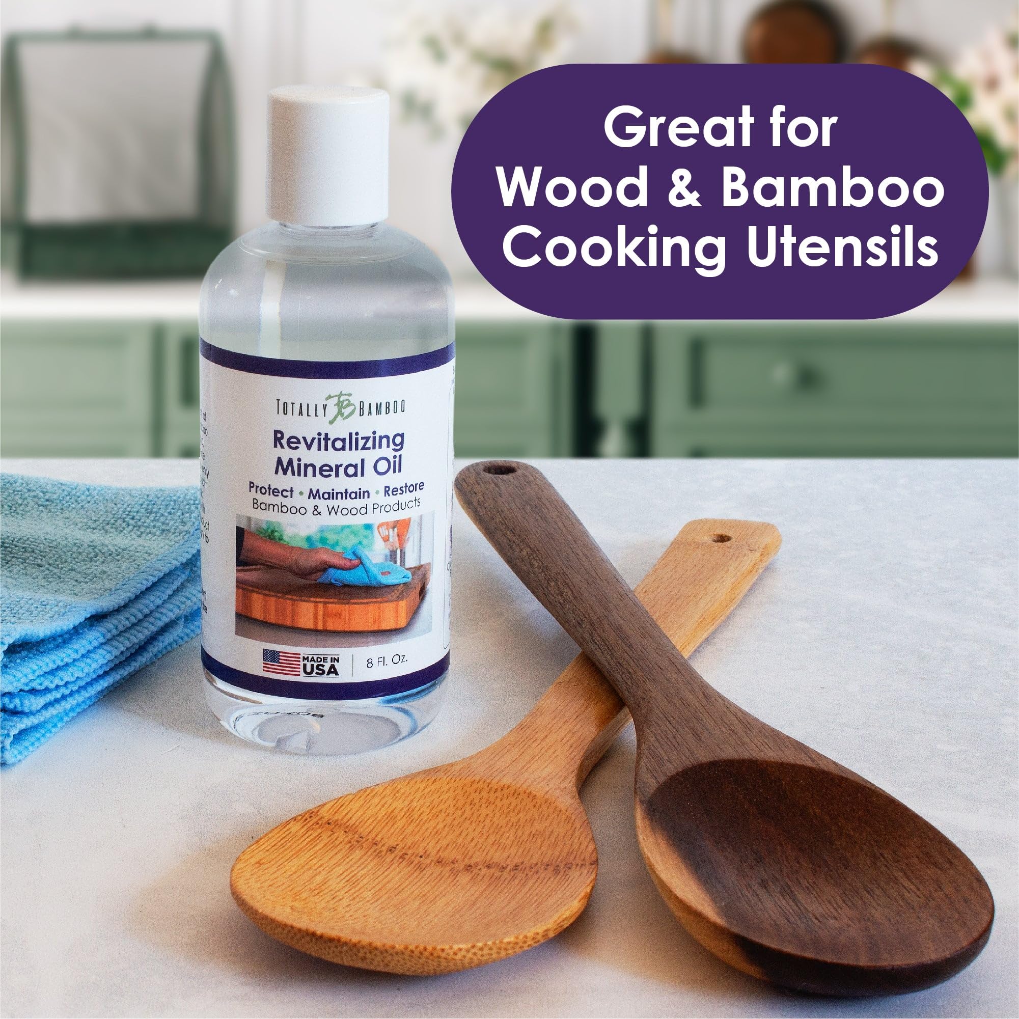 Totally Bamboo Revitalizing Mineral Oil for Bamboo & Wood Cutting Boards, Food Grade & Food Safe, 8 Oz Capacity