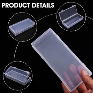 Dimeho 6 Inch Plastic Storage Boxes, 3 Pcs Rectangular Small Storage Containers with Hinged Lids Clear Storage Organizer Box for Small Items Art Craft Jewelry Accessories, 6.1 × 2.5 × 1.2 inches