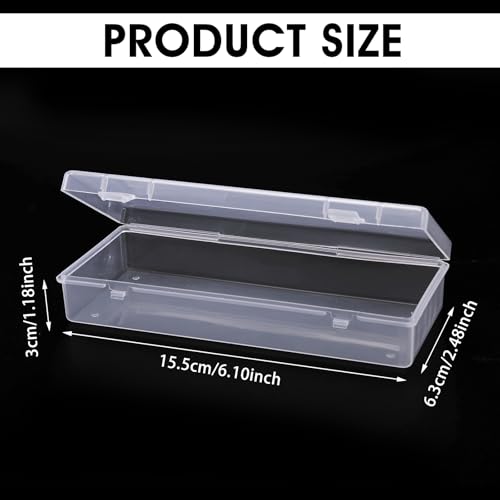 Dimeho 6 Inch Plastic Storage Boxes, 3 Pcs Rectangular Small Storage Containers with Hinged Lids Clear Storage Organizer Box for Small Items Art Craft Jewelry Accessories, 6.1 × 2.5 × 1.2 inches