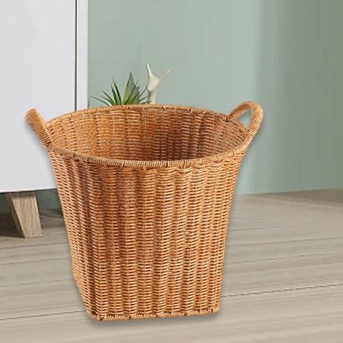 DimyFew Desktop Storage Basket Woven Storage Basket with Handles, Multipurpose Flower Basket, Home Storage for Tabletop Cabinet Home, L