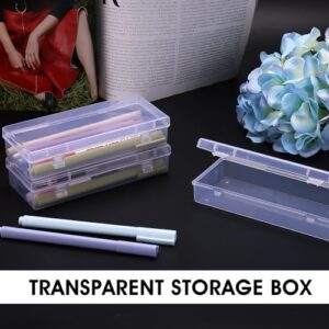 Dimeho 6 Inch Plastic Storage Boxes, 3 Pcs Rectangular Small Storage Containers with Hinged Lids Clear Storage Organizer Box for Small Items Art Craft Jewelry Accessories, 6.1 × 2.5 × 1.2 inches