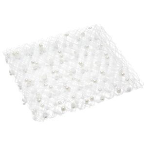 benecreat 0.56 yard white birdcage veil netting fabric, 10.2 inch wide millinery netting tulle fabric mesh hat veil with pearl bead for wedding decor, diy bridal veil dress