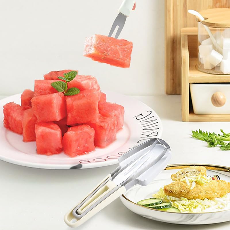 2024 Watermelon Cutter, 3-in-1 Watermelon Fork Slicer Cutter Stainless Steel Watermelon Windmill Cutter, 3 In 1 Summer Watermelon Cutting Tool Fork Slicer Knife Set for Home