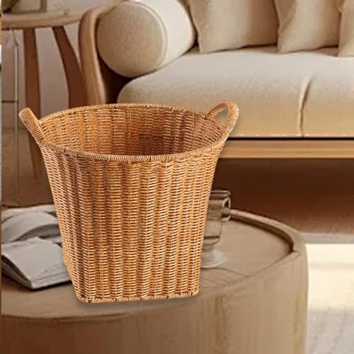 DimyFew Desktop Storage Basket Woven Storage Basket with Handles, Multipurpose Flower Basket, Home Storage for Tabletop Cabinet Home, L