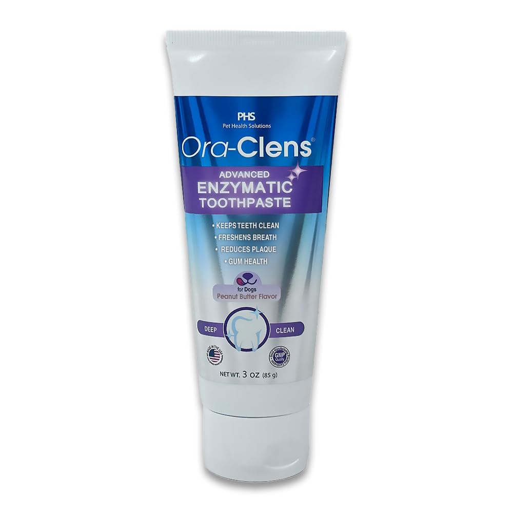 Ora-Clens Advanced Enzymatic Toothpaste – Safe and Natural Dog Oral Care Toothpaste – Freshens Breath, Fights Plaque and Reduces Tartar – Tasty Peanut Butter Flavor – 3 Oz