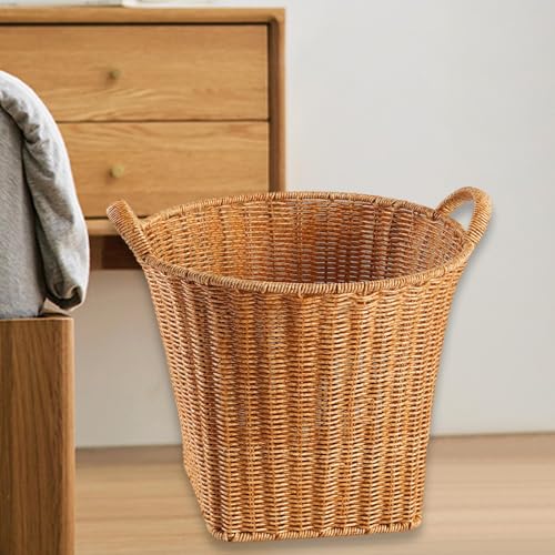 DimyFew Desktop Storage Basket Woven Storage Basket with Handles, Multipurpose Flower Basket, Home Storage for Tabletop Cabinet Home, L