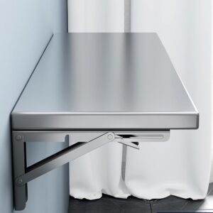 lumclaw 23.6 * 16in medium stainless steel folding wall shelf | food truck | kitchen, restaurant, garage, laundry, utility room folding concession shelf