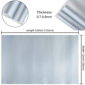 HYANG Silver Solid Color Matte Metallic Faux Leather, 11.8" x 53" Shiny Colored PU Leather for DIY Bows Wallet Sewing Crafts Jewelry Making