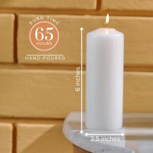 Simply Soson 2.5x6 inch White Pillar Candles, White Candles, Set of 6 White Pillar Candles Bulk 2.5x6, Emergency Candles, Tall Candles, Wax Candle, Unscented Candles, Candle Pack Cone Tip White Pillar