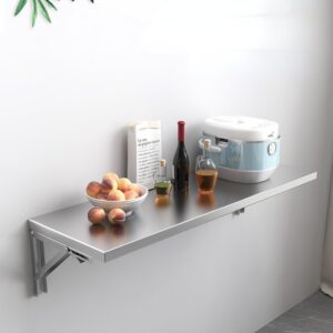 Lumclaw 23.6 * 16in Medium Stainless Steel Folding Wall Shelf | Food Truck | Kitchen, Restaurant, Garage, Laundry, Utility Room Folding Concession Shelf