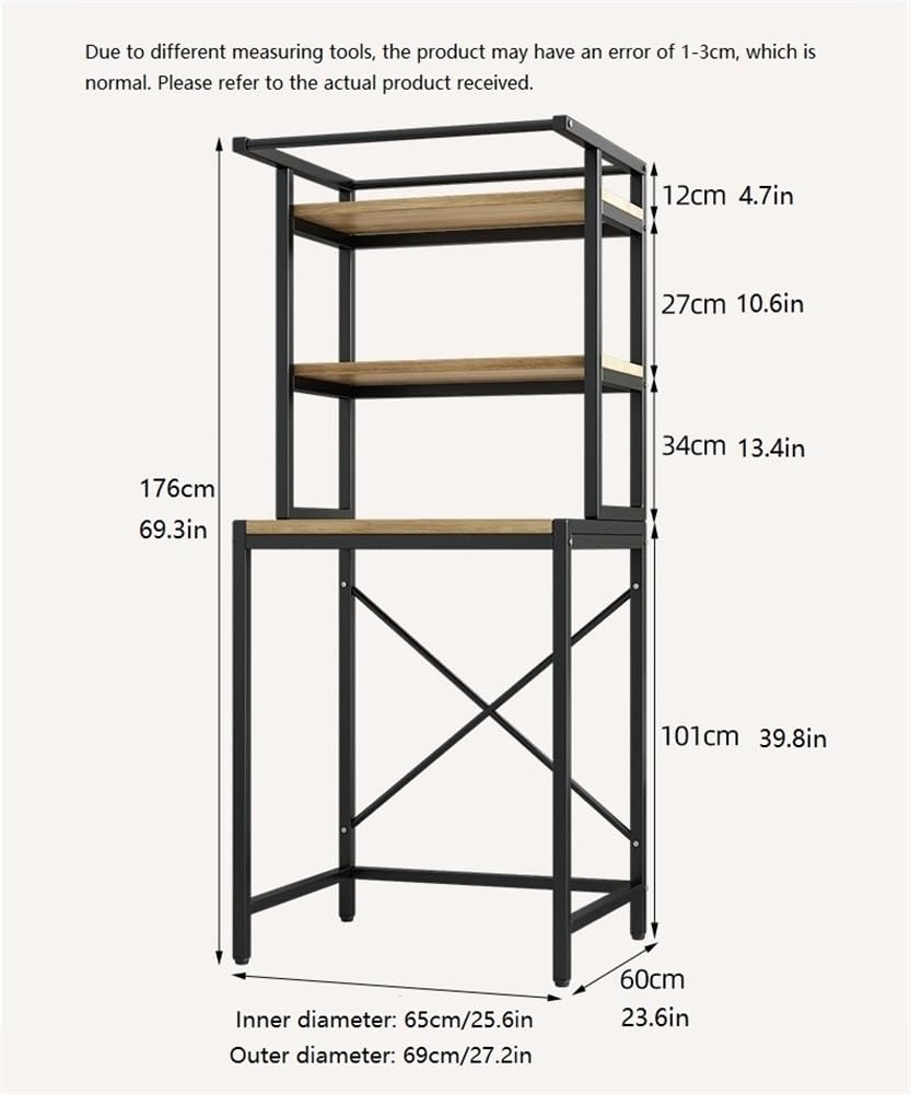 VHBVDFC Over Washer and Dryer Storage Shelf, Tall Bathroom Cabinet Organizer, 3-Tier Laundry Room Organization and Storage Rack, Laundry Room Shelves for Small Space(White)