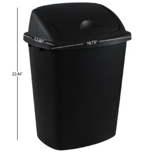 Asking 10 Gallon Kitchen Garbage Can with Swing Top, 4 Pack Plastic Kitchen Trash Bins with Swing Lid, Black