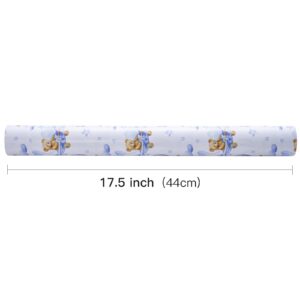 LeZakaa Gift Wrapping Paper Roll - Mini Roll - Blue Teddy Bear Hot Air Balloon Design for Baby Boy Birthday, Baby Shower - 17 inches x 32.8 Feet (46.45 sq.ft.)