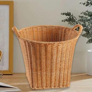 DimyFew Desktop Storage Basket Woven Storage Basket with Handles, Multipurpose Flower Basket, Home Storage for Tabletop Cabinet Home, L