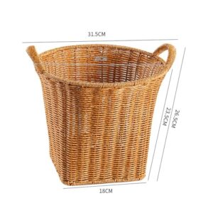 DimyFew Desktop Storage Basket Woven Storage Basket with Handles, Multipurpose Flower Basket, Home Storage for Tabletop Cabinet Home, L