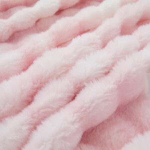 chovy Rabbit Plush Pink White Faux Fur Duvet Cover Comforter Cover King - 3PC Bed Set Ultra Soft Shaggy Flannel Velvet Fluffy Fuzzy Bedding（Duvet Cover x 1 Pillowcases x 2）