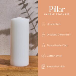 Simply Soson 2.5x6 inch White Pillar Candles, White Candles, Set of 6 White Pillar Candles Bulk 2.5x6, Emergency Candles, Tall Candles, Wax Candle, Unscented Candles, Candle Pack Cone Tip White Pillar