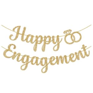 gold happy engagement banner for bachelor party banner, bride to be engagement decoration