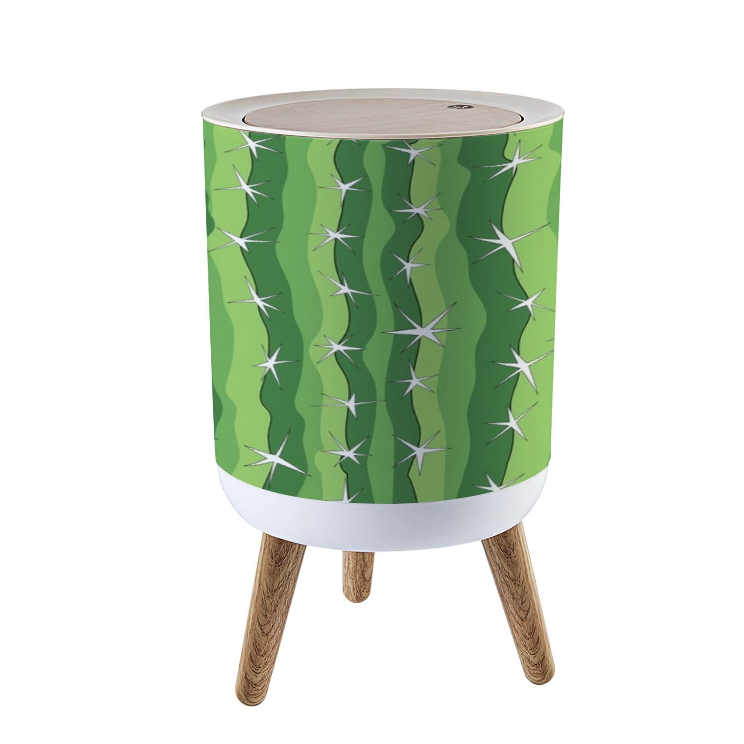 Trash Can with Lid cactus pattern texture mexican saguaro tile plant seamless close up Garbage Can Round Waste Bin Press Cover Dog Proof Wastebasket for Kitchen Bathroom Living Room Nursery 1.8gal