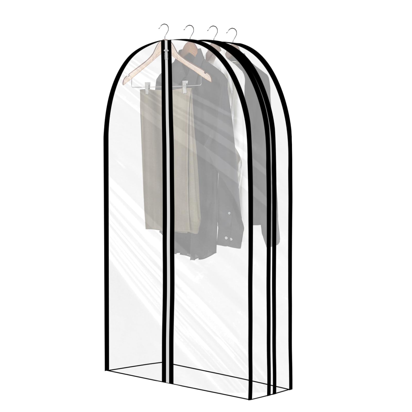 Garment Bags for Closet Storage 10" Gusseted Clear Suit Cover Bags 43" Hanging Clothes Bags Moth Proof Clothing Cover for Coats Jackets Dresses Shirts