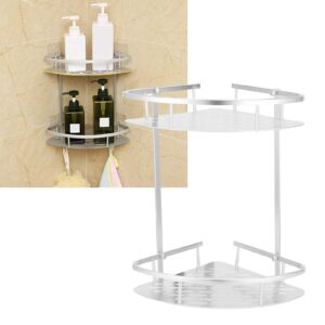 Corner Shower Caddy, 2 Tier Shower Corner Shelf Wall Mounted Aluminum Bathroom Shelves Shelf Organiser Triangular Shower Caddy Basket